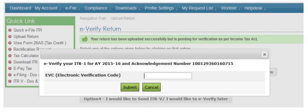e-Verification of Income tax Returns