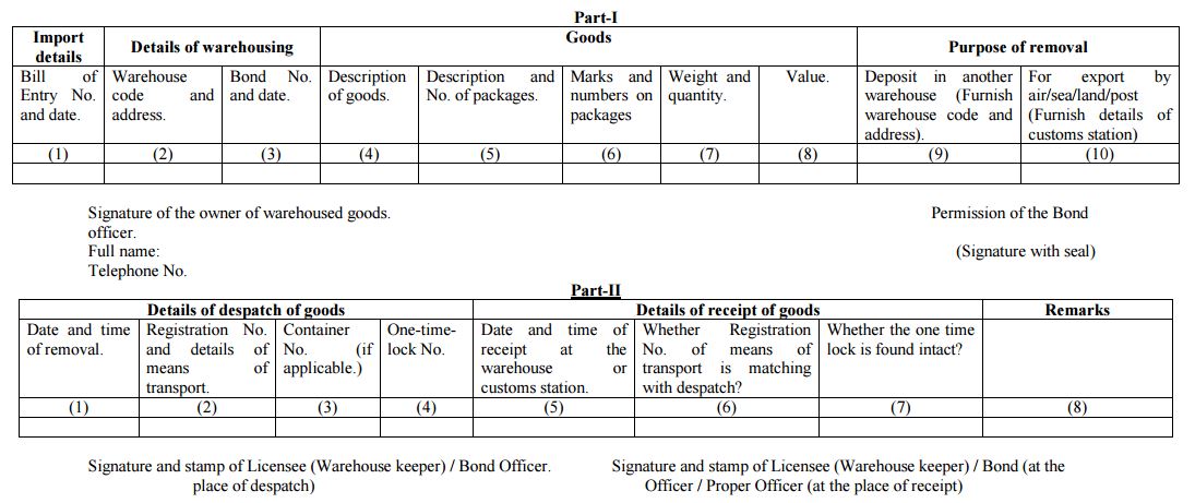  Warehoused Goods (Removal) Regulations, 2016.