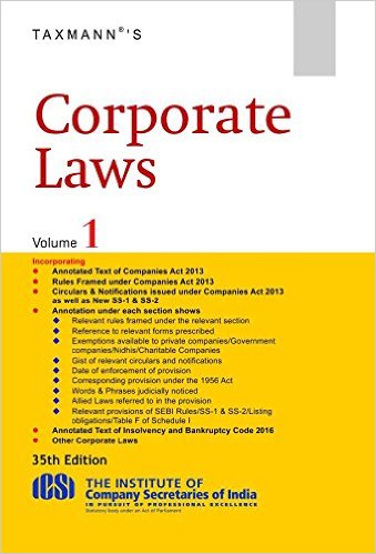 Corporate Laws -35th Edition 2017 by Taxmann 