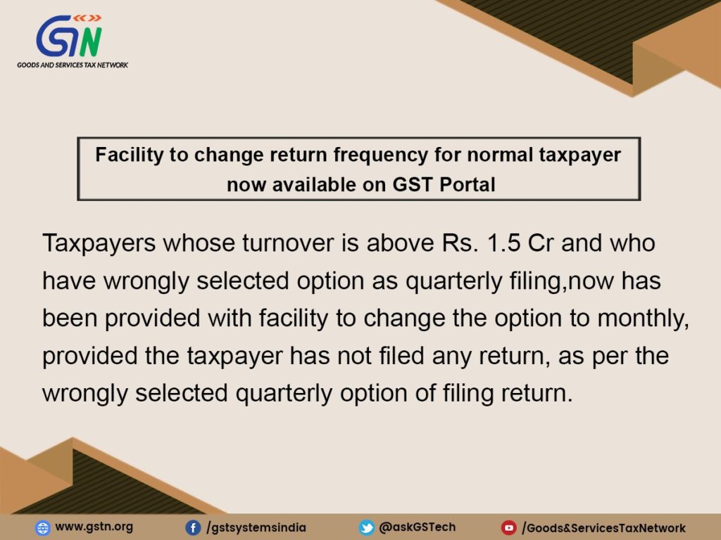 gst return option from quartely to monthly