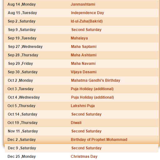 Tripura List of Holidays – 2017
