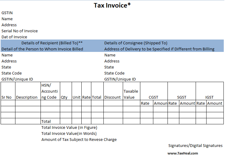 GST Tax Invoice Sample